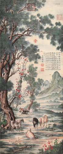 郎世宁（1688～1766）（款） 柳荫骏马 镜心 设色绢本