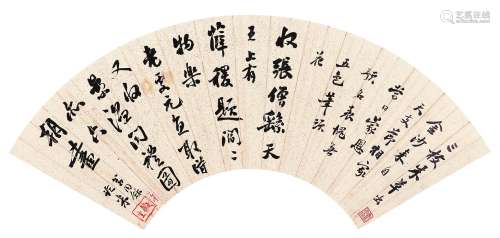 翁同龢（1830～1904） 行书临米芾尺牍 镜心 水墨洒金笺