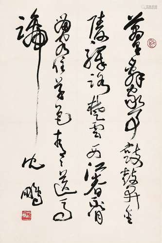 沈鹏（b.1931） 草书书法 立轴 水墨纸本