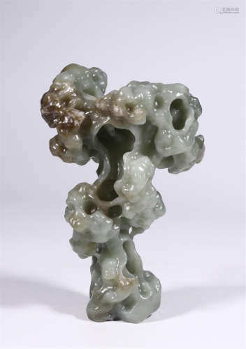 CHINESE CELADON JADE SCHOLAR'S ROCK