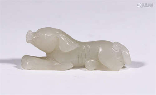 CHINESE WHITE JADE COUCHING DOY TABLE ITEM