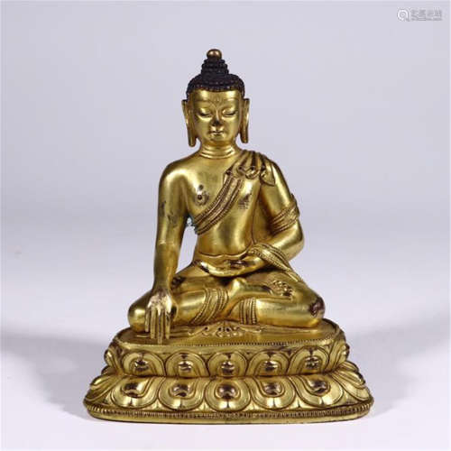 CHINESE GILT BRONZE SEATED SAKAYMUNI