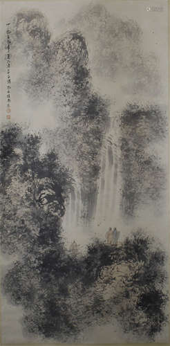 CHINESE SCROLL PAINTING OF MOUNTAIN VIEWS