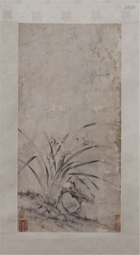 CHINESE SCROLL PAINTING OF ORCHID