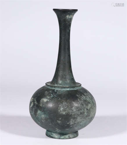 CHINESE ANCIENT BRONZE LONG NECK VASE