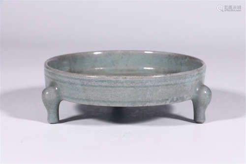 CHINESE PORCELAIN RU GLAZE TRIPLE FEET BRUSH WASHER