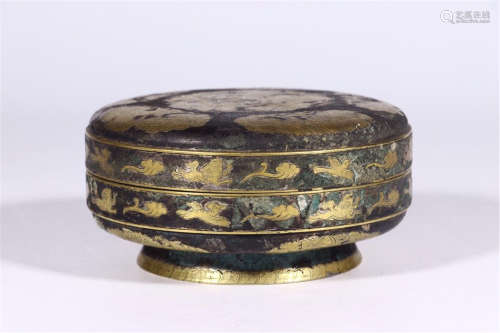 CHINESE GILT SILVER FLOWER AND BIRD LIDDED BOX