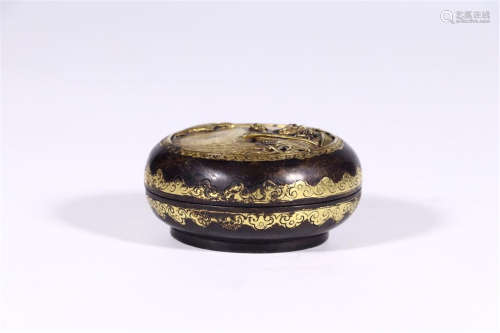 CHINESE PARTLY GILT BRONZE LIDDED BOX