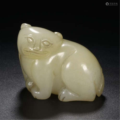 CHINESE ANCIENT JADE CAT TABLE ITEM