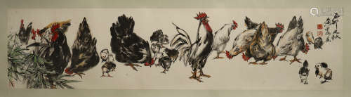 CHINESE HAND SCROLL PAINTING OF CHICKEN