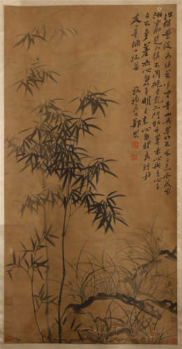 CHINESE SCROLL PAINTING OF BAMBOO AND ORCHID