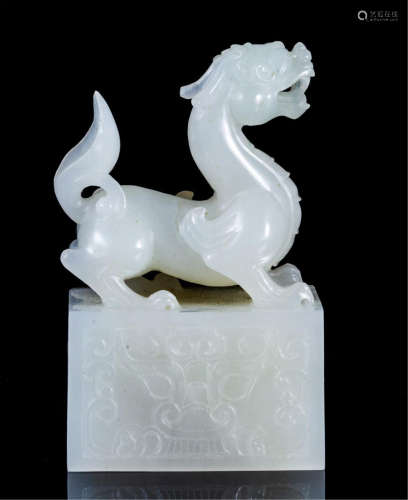 CHINESE WHITE JADE BEAST SEAL