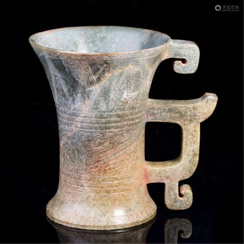 CHINESE ANCIENT JADE HANDLE CUP