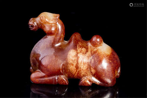 CHINESE RED JADE COUCHING CAMEL