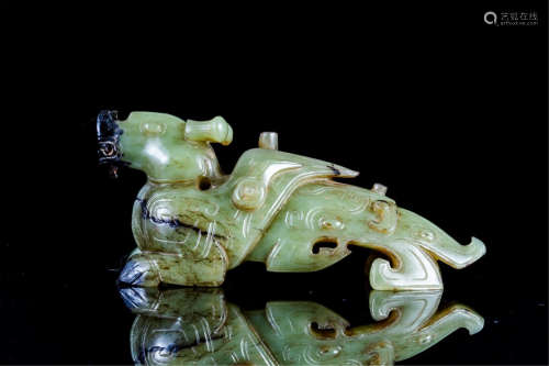 CHINESE SPINACH JADE BEAST TABLE ITEM