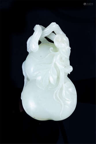 CHINESE WHITE JADE GOURD BOX