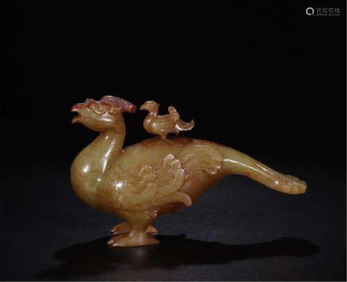 CHINESE ANCIENT JADE BIRD TABLE ITEM