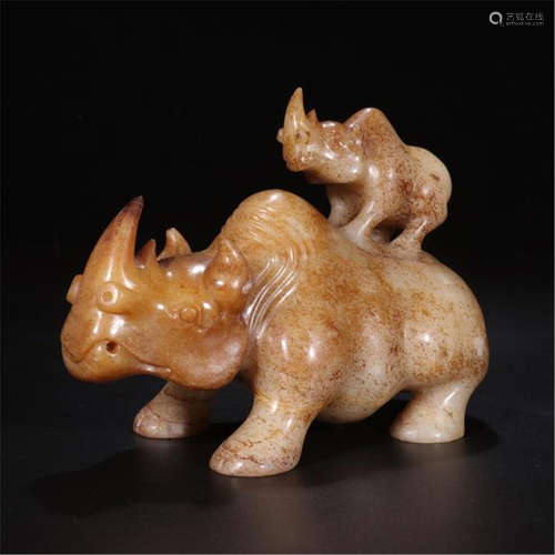 CHINESE ANCIENT JADE RHINOCEROS TABLE ITEM