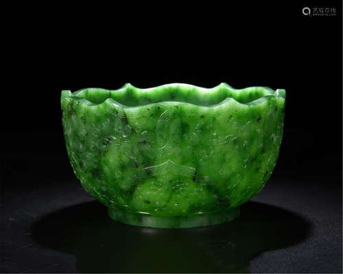 CHINESE SPINACH JADE LOTUS BOWL