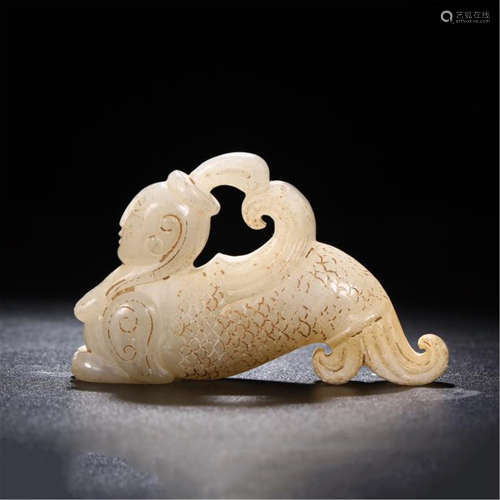 CHINESE WHITE JADE FISH PLAQUE