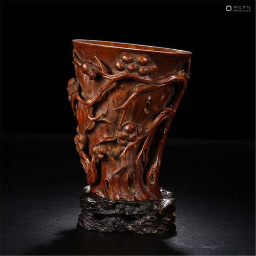 CHINESE HARDWOOD HUNAGHUALI BRUSH POT