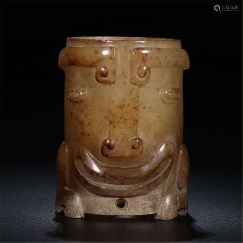 CHINESE ANCIENT JADE BRUSH POT