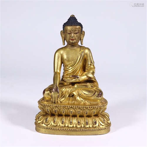 CHINESE GILT BRONZE SEATED SAKAYMUNI