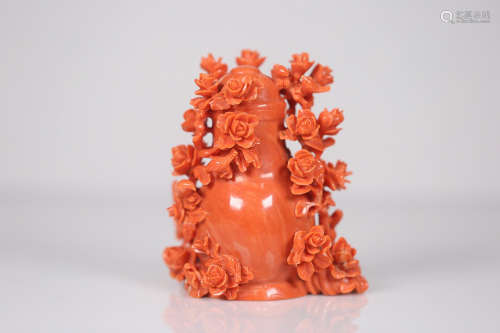 CORAL CARVING VASE