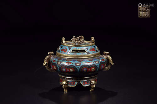 QIANLONG MARK CLOISONNE CENSER