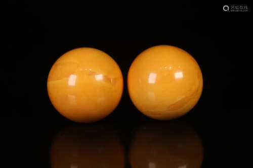 OLD IVORY BALLS IN PAIR