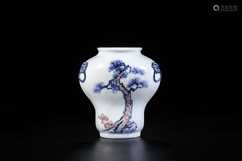 BLUE WHITE RED GLAZE WALL-VASE