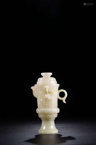 HETIAN JADE CUP IN DRAGON PATTERN