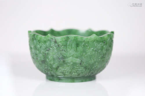 HETIAN GREEN JADE BOWL