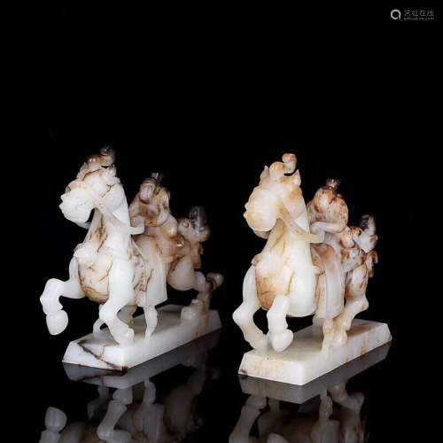 ANCIENT JADE HORSE IN PAIR