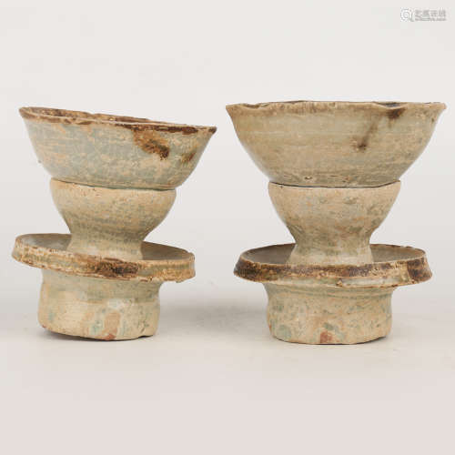 A Pair of Chinese Celadon Porcelain Cups