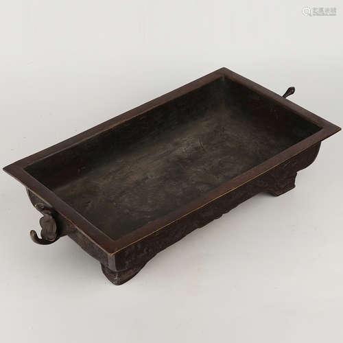 A Chinese Bronze Square Tray