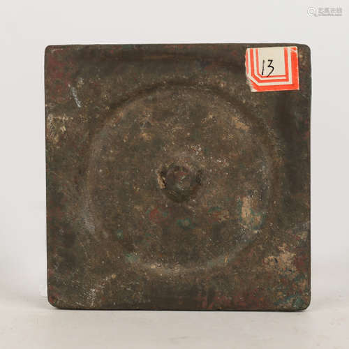 A Chinese Bronze Square Mirror