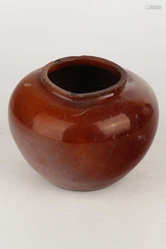 A Chinese Brown Glazed Porcelain Jar