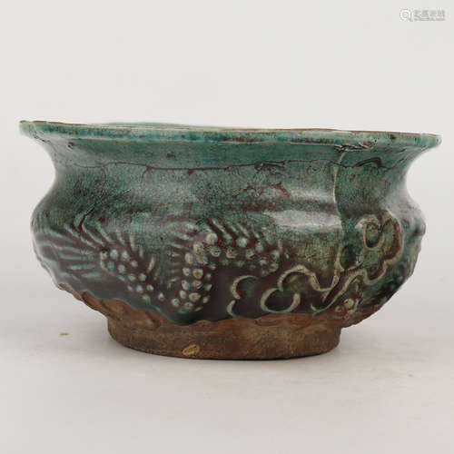 A Chinese Green Glazed Porcelain Flower Pot