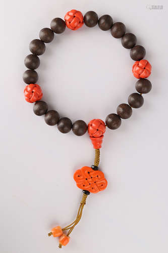 A Chinese Carved Wood Prayers Beads