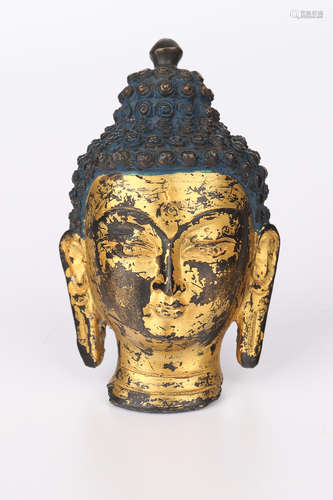 A Chinese Gilt Bronze Buddha Head