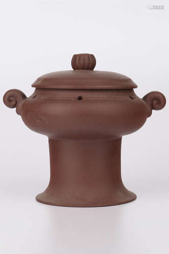 A Chinese Carved Yixing Clay Incense Burner