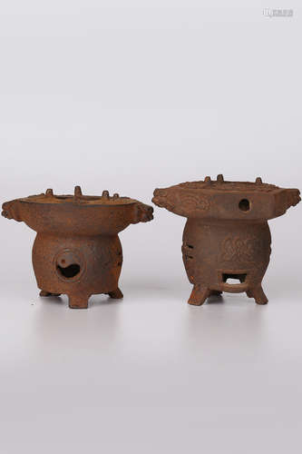 A Pair of Chinese Iron Tea Stoves