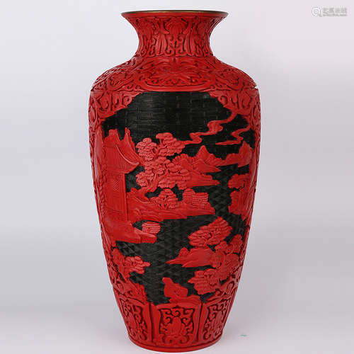 A Chinese Carved Tixi Lacquer Vase