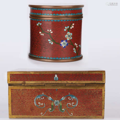 Two Chinese Cloisonné Jewelry Boxes