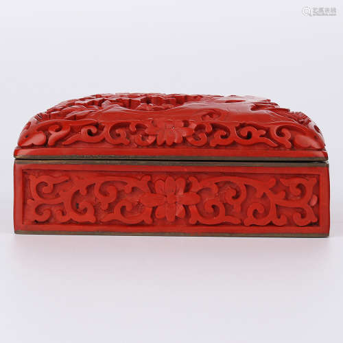 A Chinese Carved Tixi Lacquer Jewelry Box with Cover