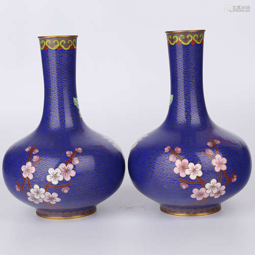 A Pair of Chinese Cloisonné Vases