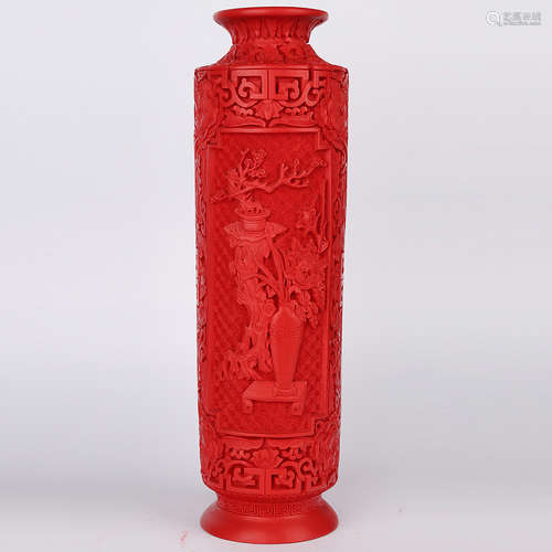 A Chinese Carved Tixi Lacquer Vase