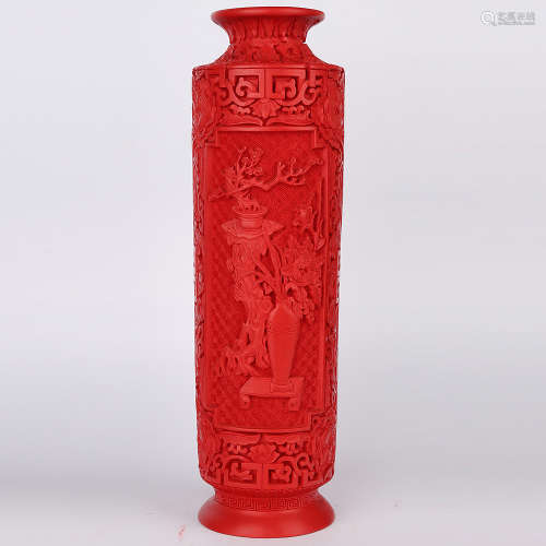 A Chinese Carved Tixi Lacquer Vase