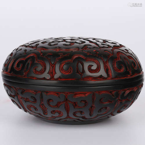 A Chinese Carved Tixi Lacquer Box with Cover